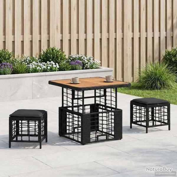 Ensemble de salle � manger pour jardin 3 pcs Noir et gris