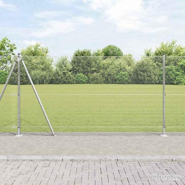 Cl�ture en fil soud� avec base en b�ton 25 x 1,2 m Argent�