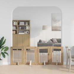 Porte de chien pliable avec supports 4 pcs Ch&ecirc;ne artisanal