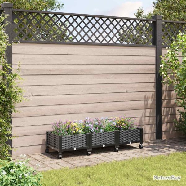 Jardini�re avec Roues Noir 120 x 40 x 29 cm PP