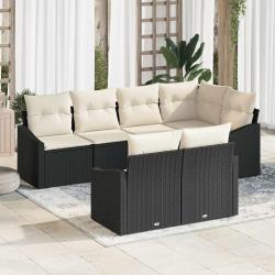Ensemble de canap&eacute; de jardin 7 pcs Noir et Blanc polyrotin