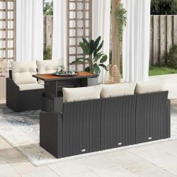 Ensemble de canap&eacute; de jardin 6 pcs Noir Poly rotin