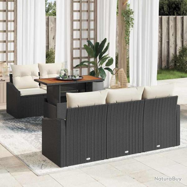 Ensemble de canap� de jardin 6 pcs Noir Poly rotin