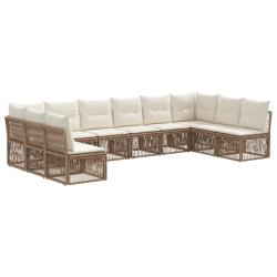 Ensemble de canap&eacute; de jardin 10 pcs Beige polyrotin