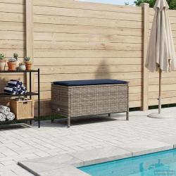 Pouf de Jardin Gris et bleu marine 80 x 38 x 42 cm Rotin PE