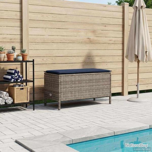 Pouf de Jardin Gris et bleu marine 80 x 38 x 42 cm Rotin PE