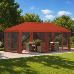 Housse de tonnelle avec murs lat&eacute;raux 6 x 3 m Terre cuite
