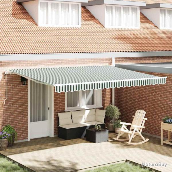 Auvent r�tractable Vert et blanc 450 � 300 cm