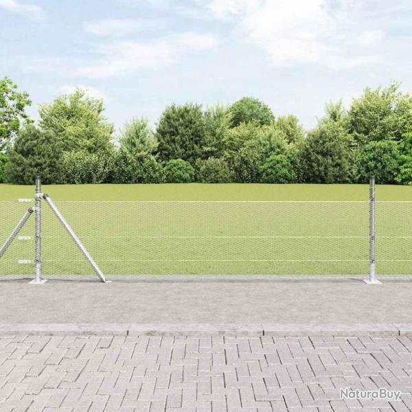 Cl�ture hexagonale avec base en b�ton 10 x 0,5 m Argent� Maille