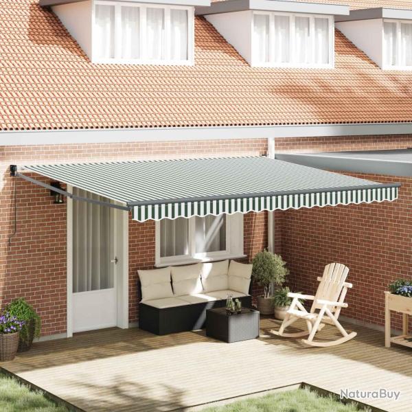 Auvent r�tractable Vert et blanc 450 x 300 x 165 cm