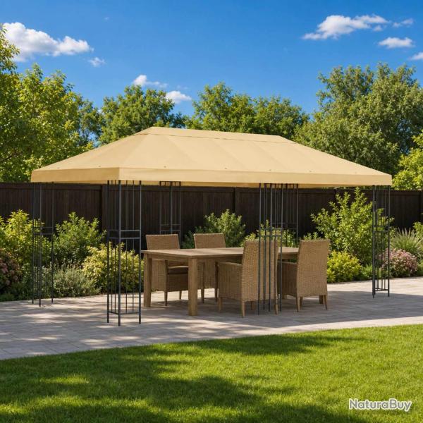 Gazebo avec murs lat�raux 6 x 3 m Cr�me Polyester et Acier 190