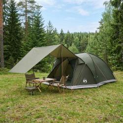 Tente Cabane Vert arm&eacute;e 6 personnes Polyester et Acier