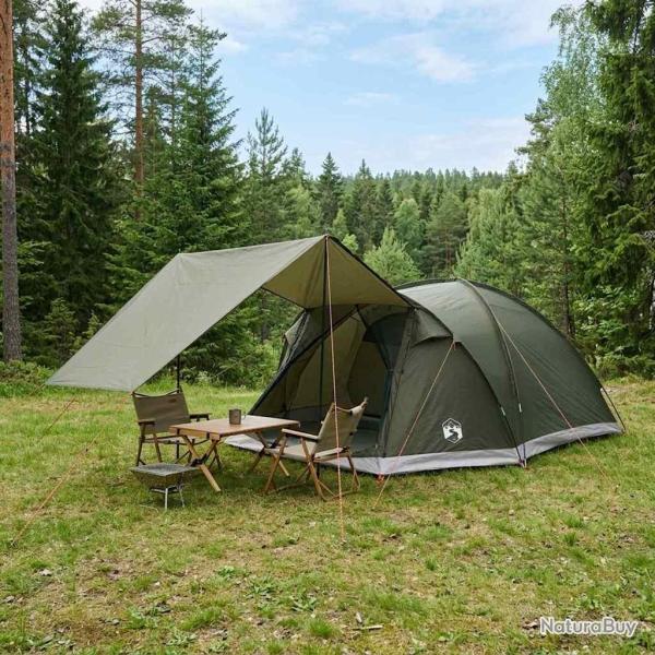 Tente Cabane Vert arm�e 6 personnes Polyester et Acier