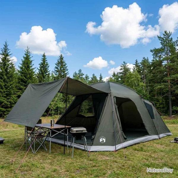 Tente Cabane Vert arm�e 12-Personnes Polyester et Acier