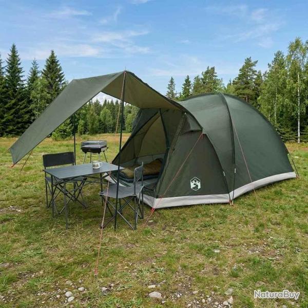 Tente Cabane Vert arm�e 4 personnes Polyester et Acier