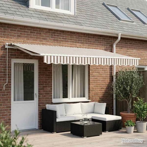 Toile de rechange pour auvent Gris clair et blanc 4 � 3,5 m