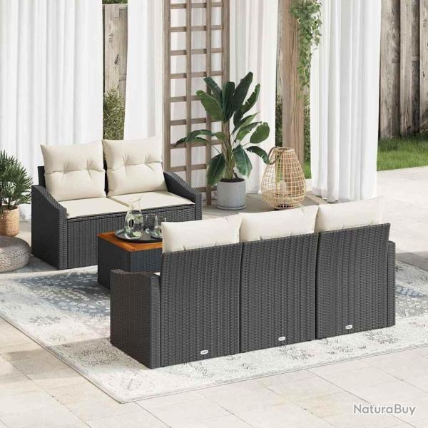 Ensemble de canap� de jardin 6 pcs Noir et Cr�me polyrotin