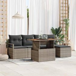 Ensemble de canap&eacute; de jardin 6 pcs Gris Poly rotin