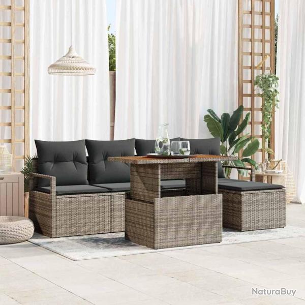Ensemble de canap� de jardin 6 pcs Gris Poly rotin