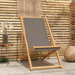 Chaise de plage Taupe Bois de teck massif