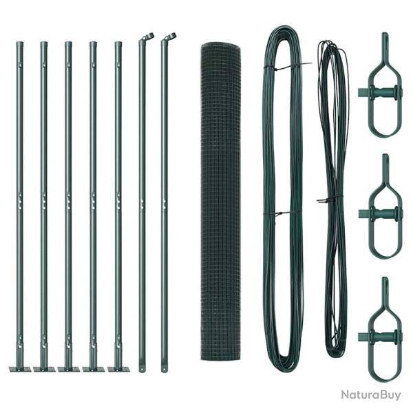 Cl�ture en fil soud� avec base en b�ton 10 x 0,8 m Vert Maille