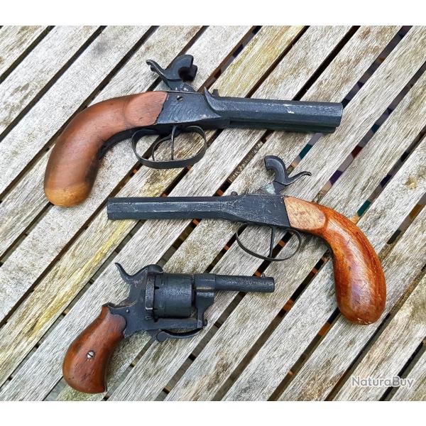 Lot pistolets et revolver de poche