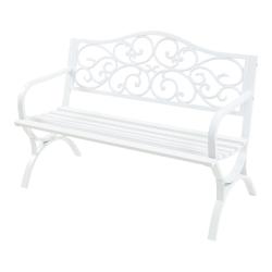 Banc de jardin 127 x 53 x 79 cm acier blanc 03_0008963