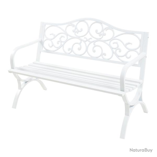 Banc de jardin 127 x 53 x 79 cm acier blanc 03_0008963