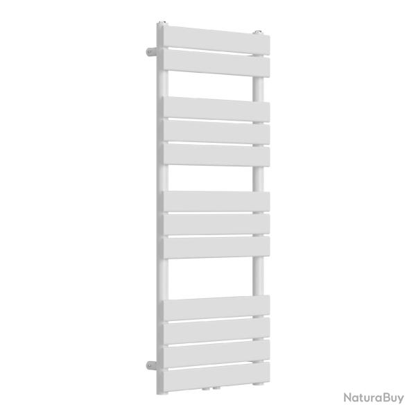 Radiateur s�che-serviettes chauffage salle de bain � lames plates acier 120 x 50 cm blanc 03_0010433