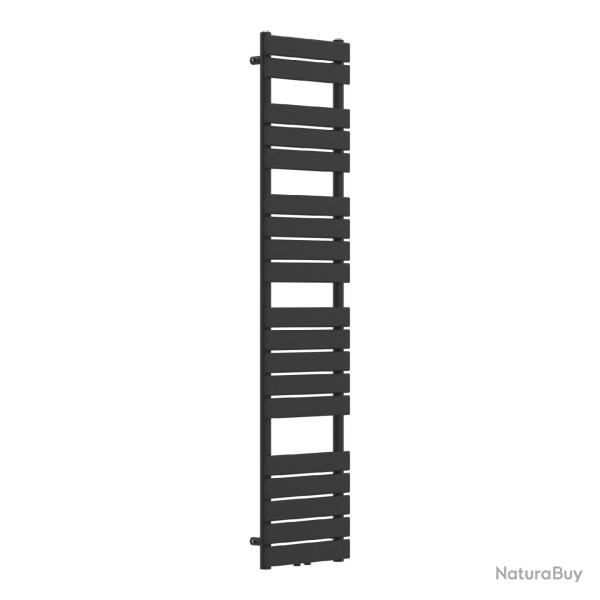 Radiateur s�che-serviettes chauffage salle de bain � lames plates acier 180 x 40 cm noir 03_0010442