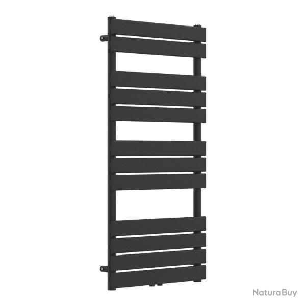 Radiateur s�che-serviettes chauffage salle de bain � lames plates acier 120 x 60 cm noir 03_0010436