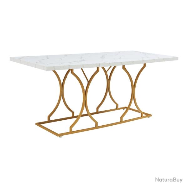 Table � manger pour 6 personnes effet marbre blanc / dor� 03_0011099