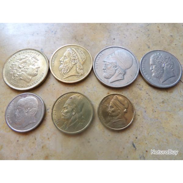 Drachmes Grec Gr�ce 1980 Alexandre le grand P�ricles Hom�re Dimocrate Aristote tri�re temple soleil