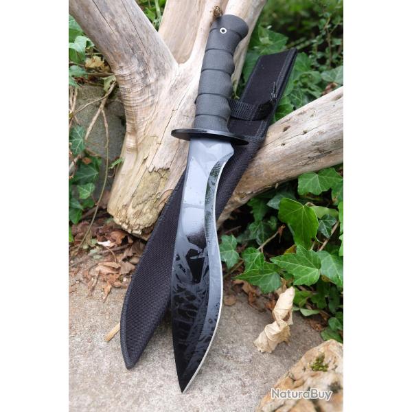 Couteau Tactical Marine Corps Survival Lame Acier 3Cr13 Black Manche Abs Etui Nylon 001