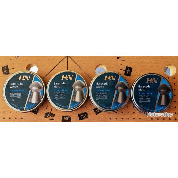 4 boites plombs H&N BARACUDA MATCH 5.52 neuves sc�ll�es