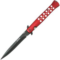Couteau ElitEdge A/O Lame Acier Inoxydable Manche Aluminium Rouge Linerlock EE10A128RD