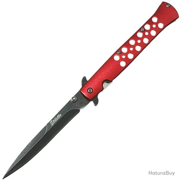 Couteau ElitEdge A/O Lame Acier Inoxydable Manche Aluminium Rouge Linerlock EE10A128RD