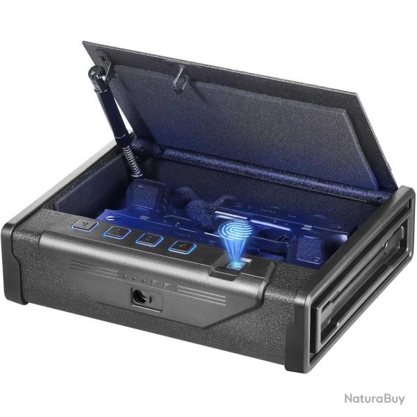 Coffre-Fort Biom�trique pour 2 Pistolets 3 Moyens de D�verrouillage par Empreintes Digitales Cl�s et