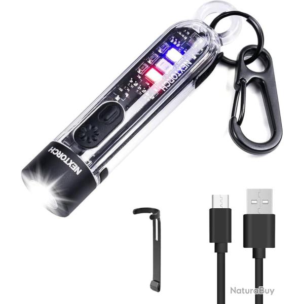 LAMPE PORTE K40 CLE NEXTORCH LED ROUGE/BLEU / UV USB-C