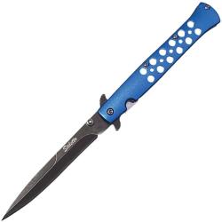 Couteau ElitEdge A/O Lame Acier Inoxydable Manche Aluminium Bleu Linerlock EE10A128BL