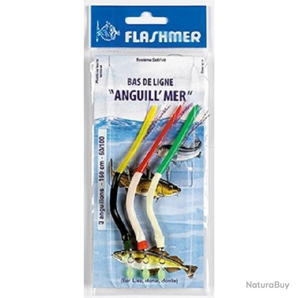 Bas de ligne Anguill Mer - 3 Hame�ons 1/0, Tricolore