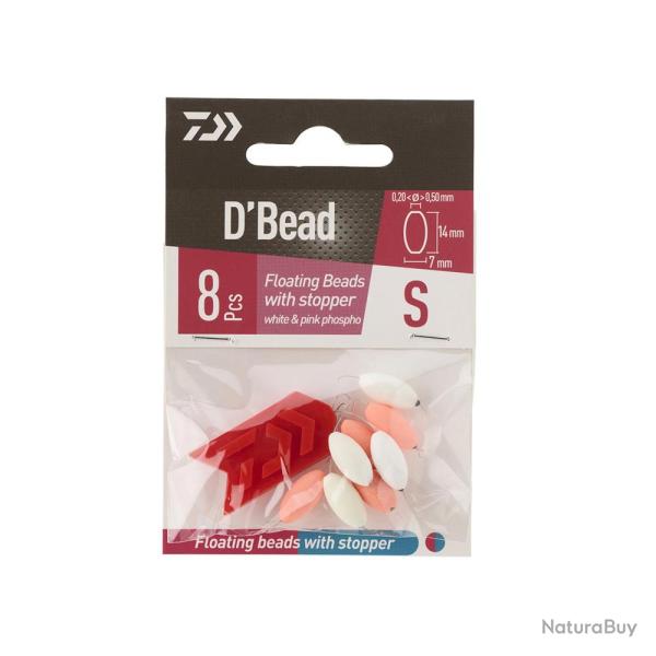 Perles flottantes autobloquantes phosphorescentes XS, White&amp;pink Phospho