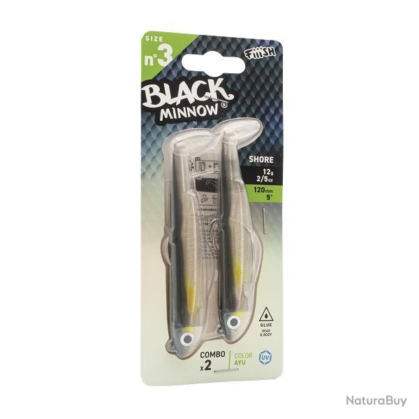 Leurre souple Double Combo Black Minnow Shore 12CM-12GR, Ayu