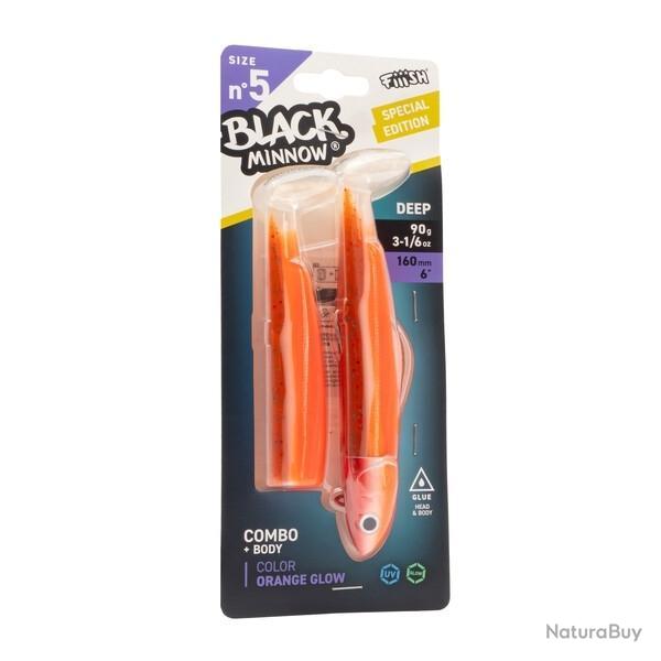 Leurre souple Combo Deep Black Minnow 16CM-90GR, Orange Glow