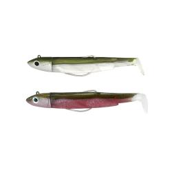 Leurre souple Double Combo Black Minnow Offshore 12CM-25GR, Khaki Pink