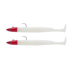 Leurre souple Double Combo Crazy Paddle Tail Offshore 15CM-20GR, White Coco/red Head