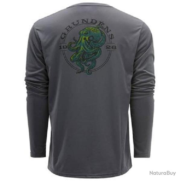 Tee-Shirt Tech tee LS kraken print anchor XXL, Gris