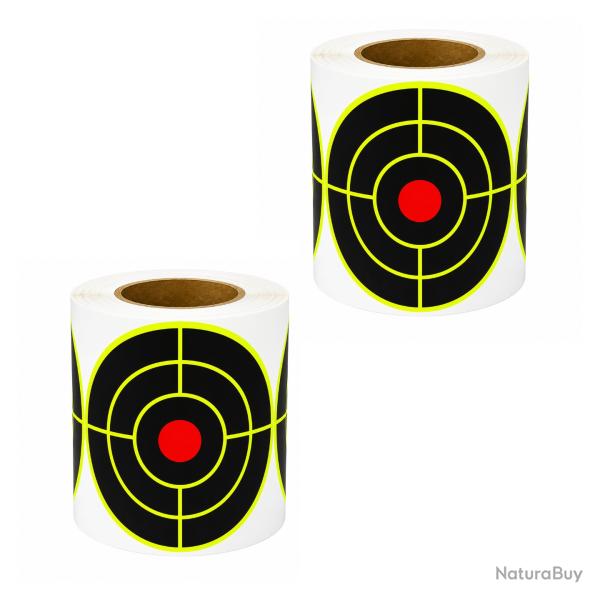 400 Cibles Rondes R�actives Autocollantes 76mm Fluorescentes - 2 rouleaux de 200