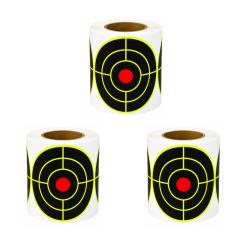 600 Cibles Rondes R&eacute;actives Autocollantes 76mm Fluorescentes - 3 rouleaux de 200