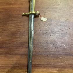 ba&iuml;onnette italienne 1891 ts poign&eacute;e laiton lame cruciforme.